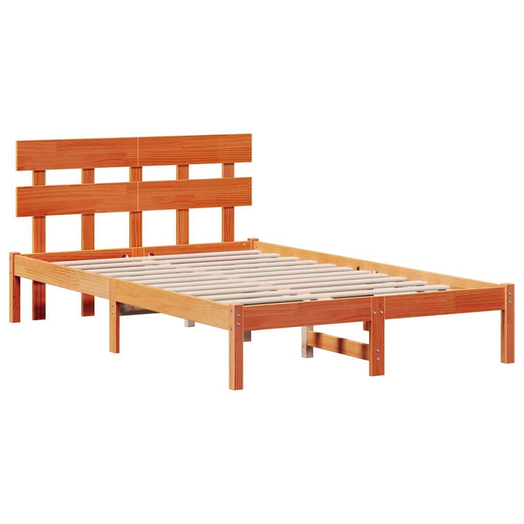 Cadre de lit Marron 135 x 190 cm Bois de pin massif - XIOS