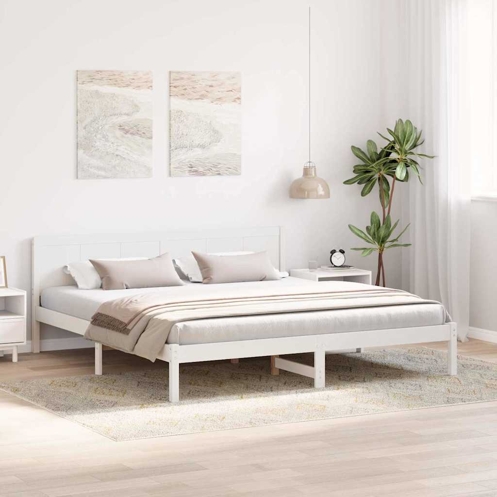 Cadre de lit Blanc 200 x 200 cm Bois de pin massif - XIOS