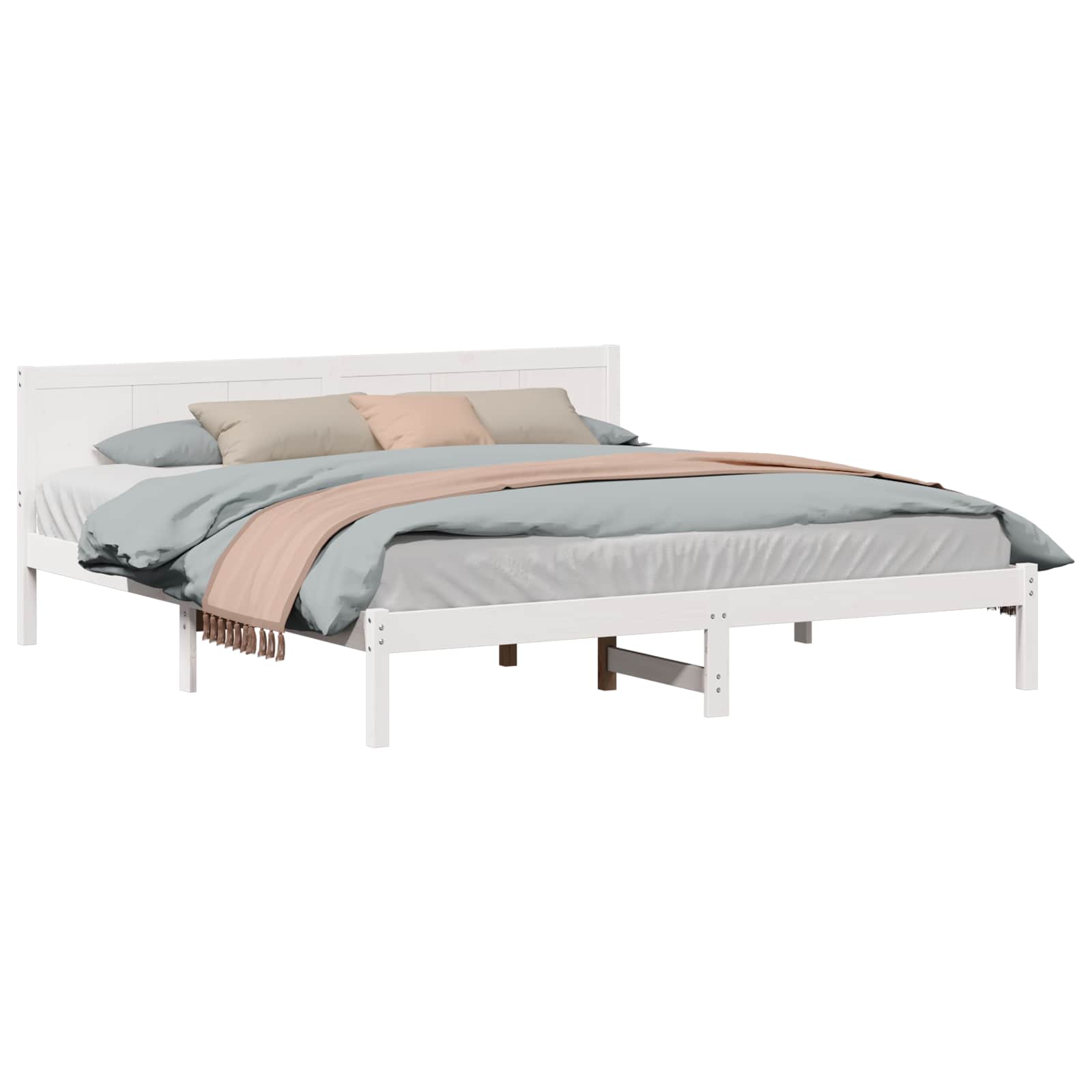 Cadre de lit Blanc 200 x 200 cm Bois de pin massif - XIOS