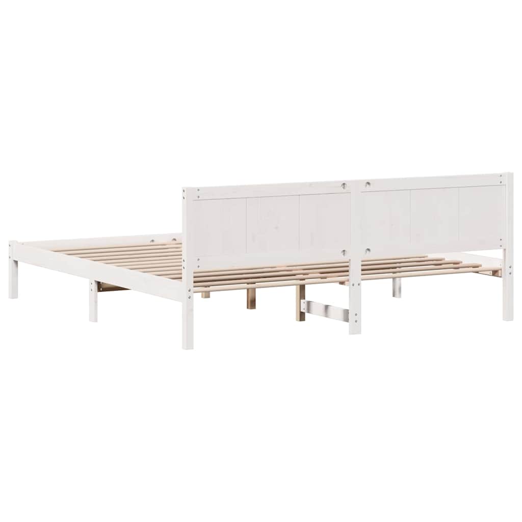 Cadre de lit Blanc 200 x 200 cm Bois de pin massif - XIOS