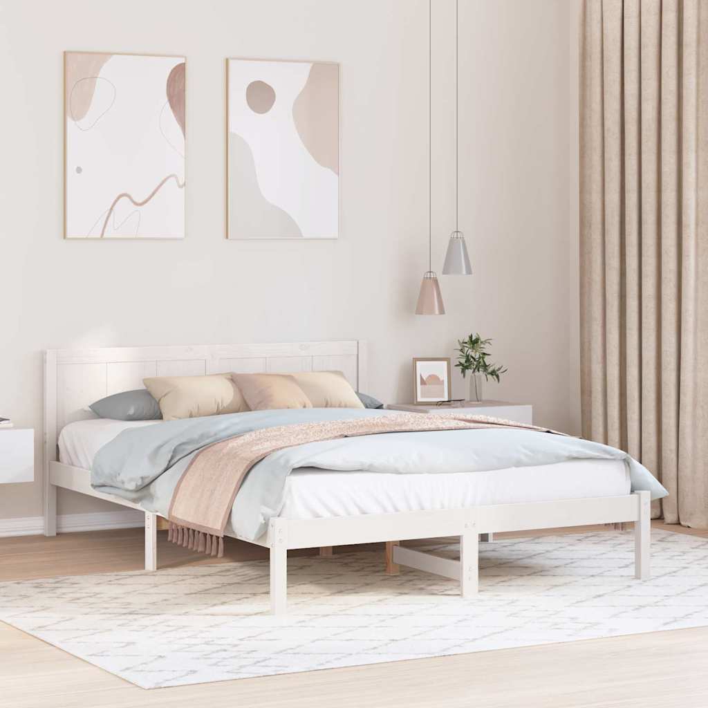 Cadre de lit Blanc 160 x 200 cm Bois de pin massif - XIOS