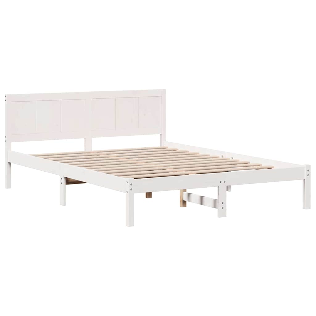 Cadre de lit Blanc 150 x 200 cm Bois de pin massif - XIOS