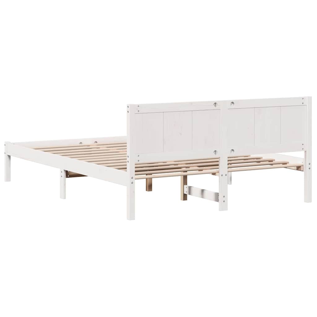 Cadre de lit Blanc 150 x 200 cm Bois de pin massif - XIOS