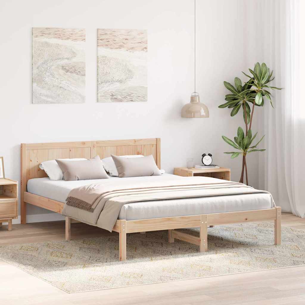 Cadre de lit Marron 140 x 200 cm Bois de pin massif - XIOS