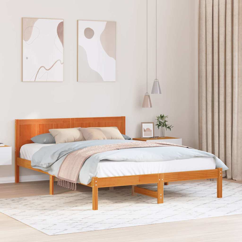 Cadre de lit Marron 140 x 200 cm Bois de pin massif - XIOS