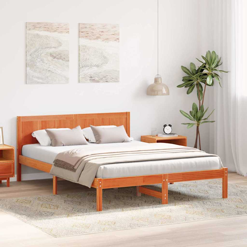 Cadre de lit Marron 140 x 200 cm Bois de pin massif - XIOS
