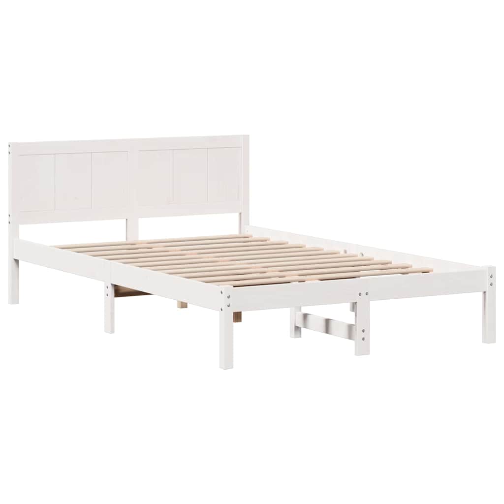 Cadre de lit Blanc 140 x 190 cm Bois de pin massif - XIOS