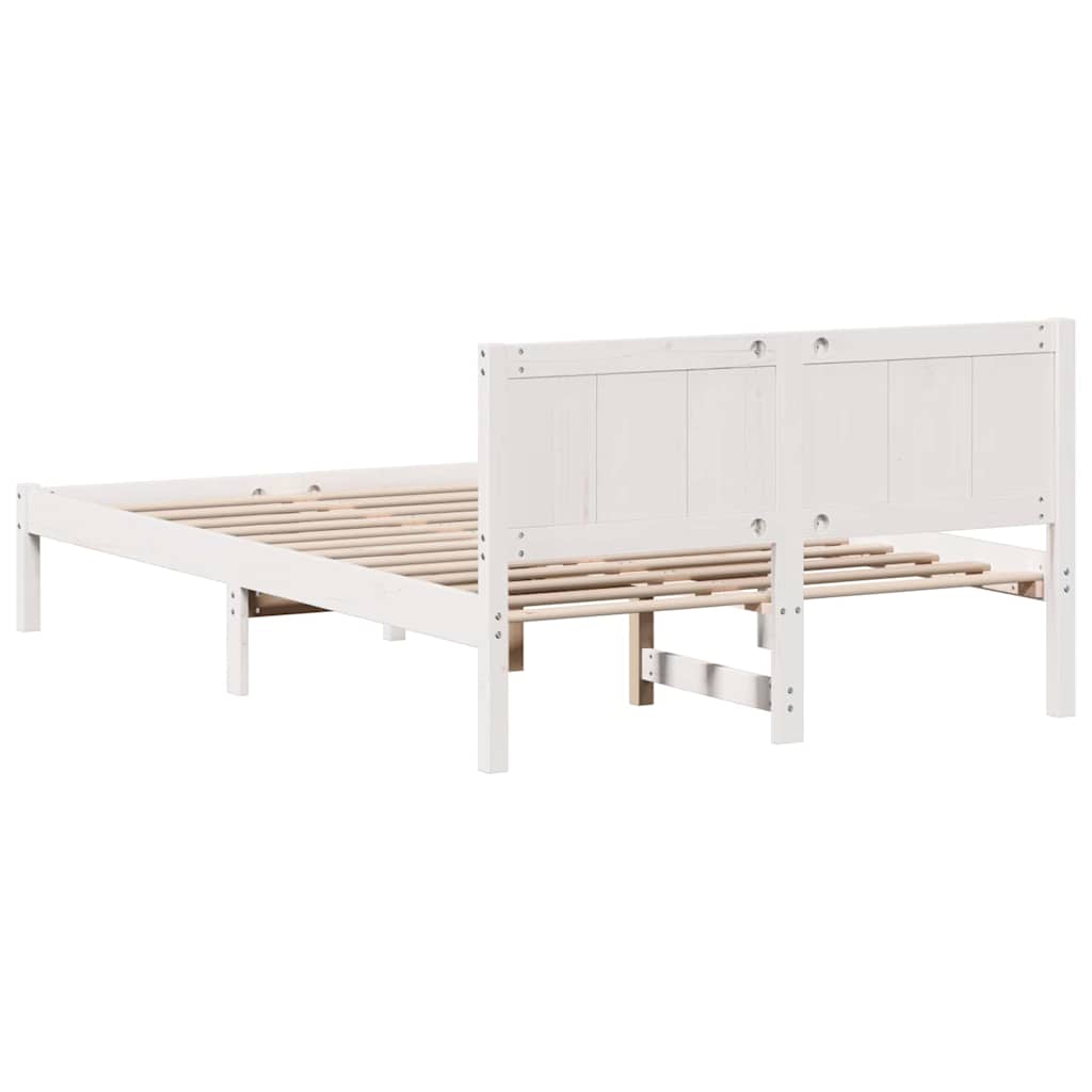 Cadre de lit Blanc 140 x 190 cm Bois de pin massif - XIOS