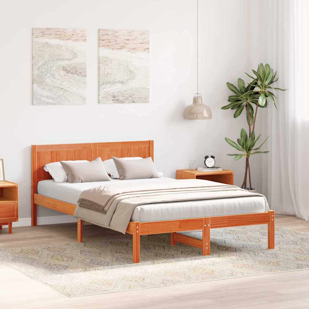 Cadre de lit Marron 140 x 190 cm Bois de pin massif - XIOS