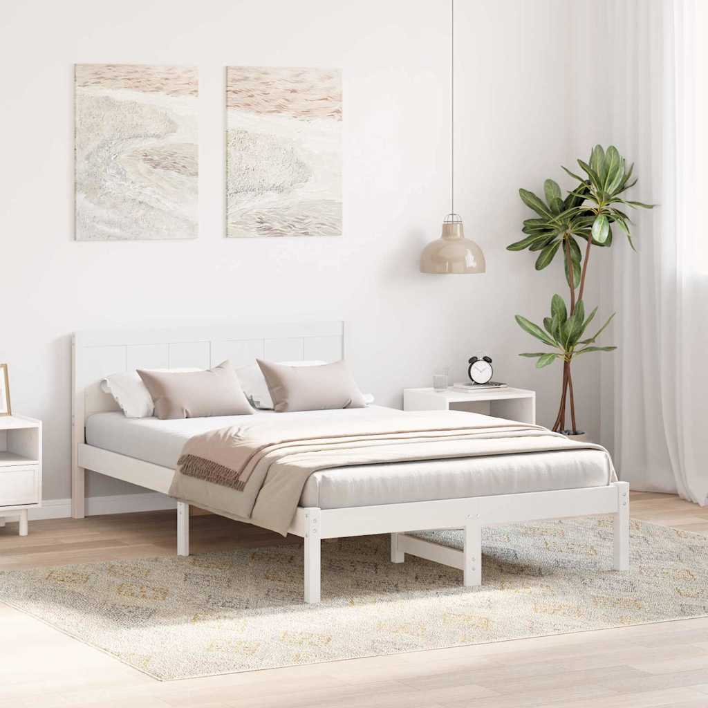 Cadre de lit Blanc 120 x 190 cm Bois de pin massif - XIOS