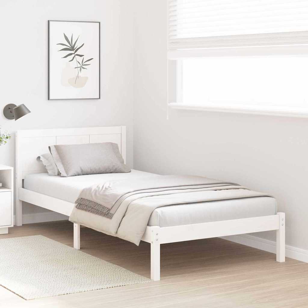 Cadre de lit Blanc 75 x 190 cm Bois de pin massif - XIOS