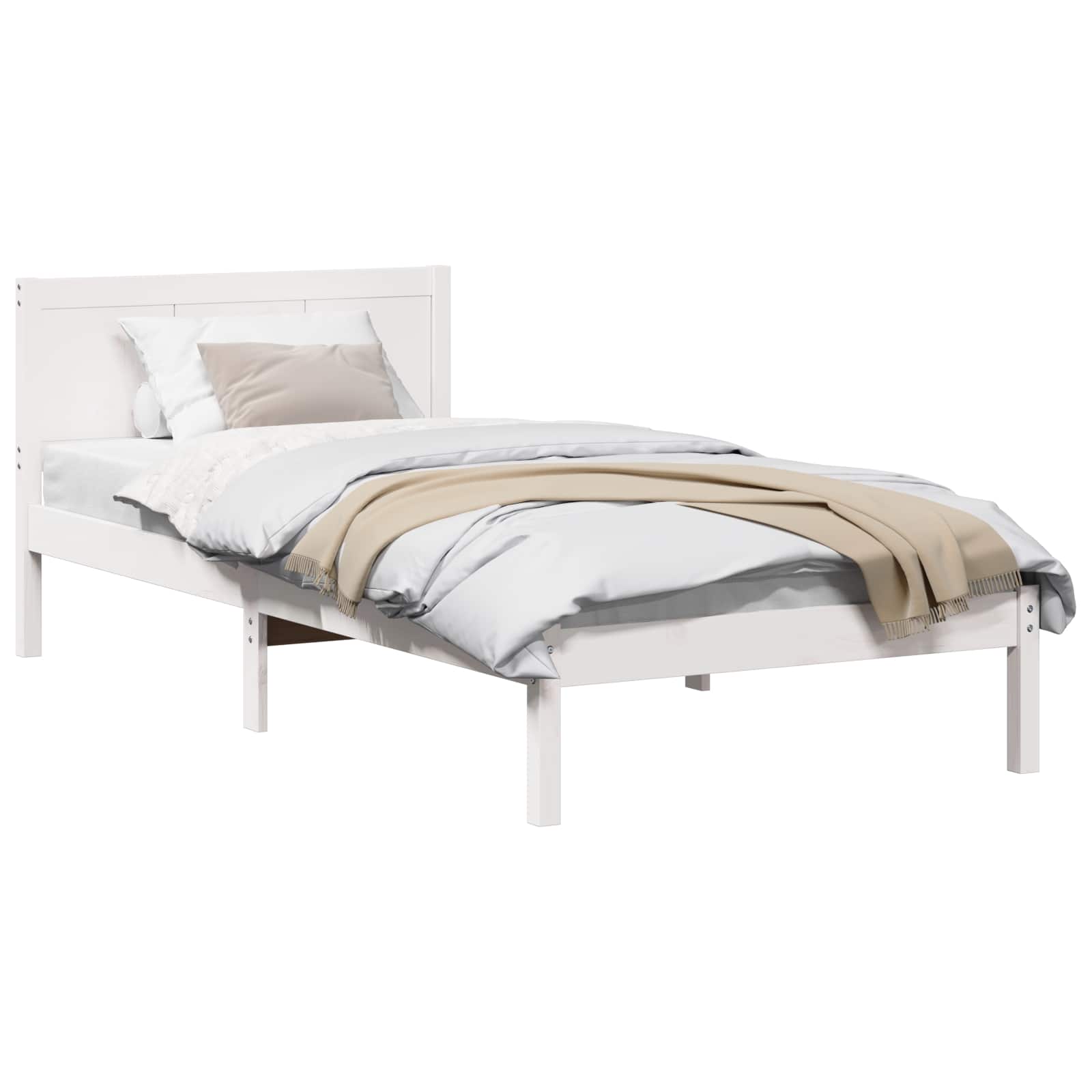 Cadre de lit Blanc 75 x 190 cm Bois de pin massif - XIOS