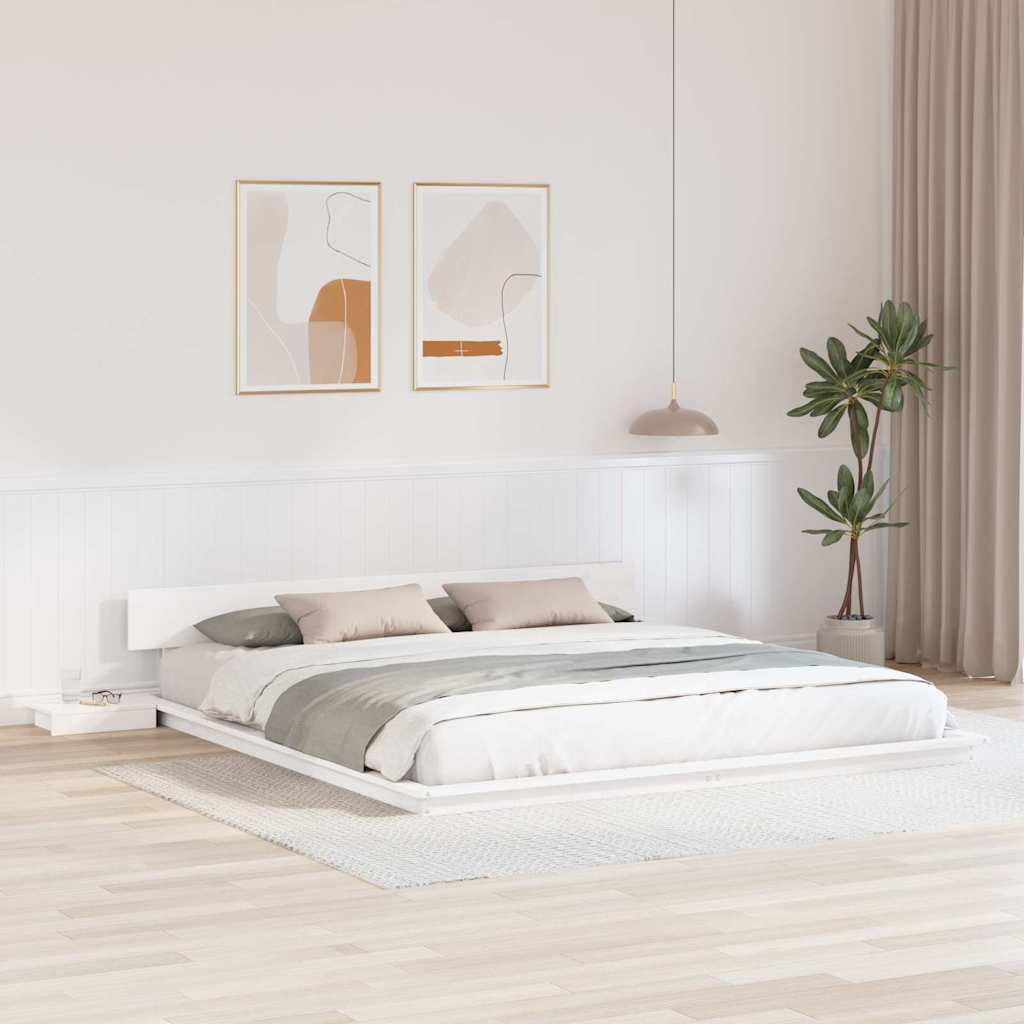 Cadre de lit Blanc 200 x 200 cm bois - XIOS