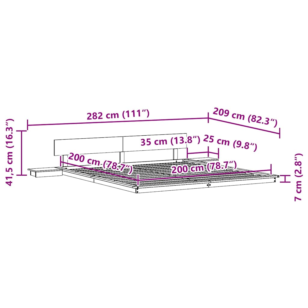 Cadre de lit Blanc 200 x 200 cm bois - XIOS