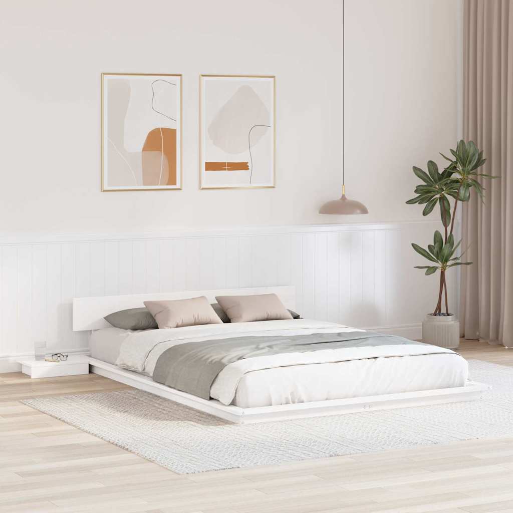 Cadre de lit Blanc 140 x 200 cm bois - XIOS