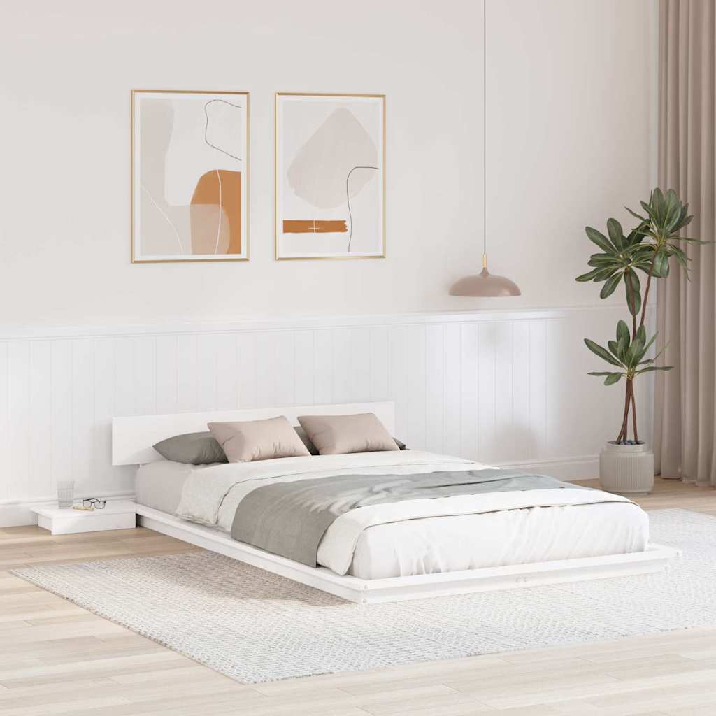 Cadre de lit avec tête de lit Marron 135 x 190 cm bois - XIOS