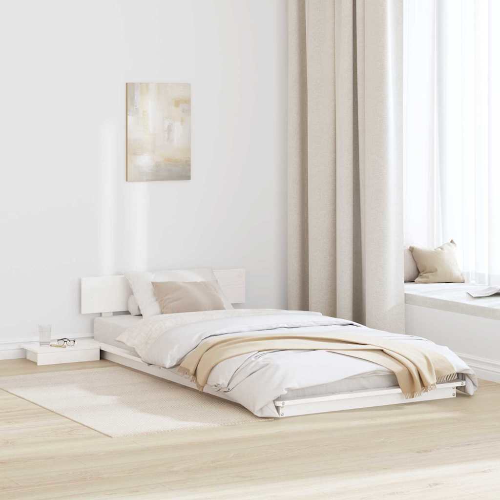 Cadre de lit avec tête de lit Blanc 100 x 200 cm bois - XIOS