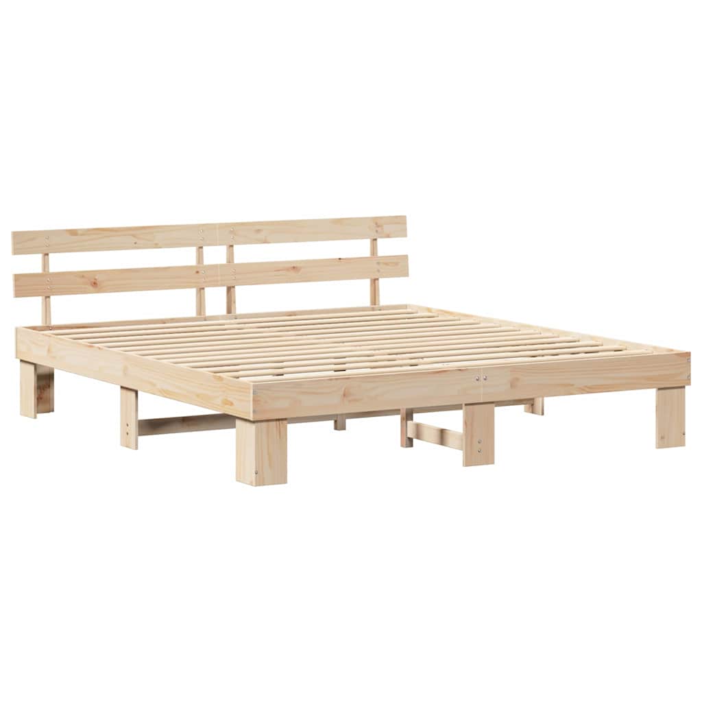 Cadre de lit avec tête de lit Naturel 200 x 200 cm Pin massif - XIOS