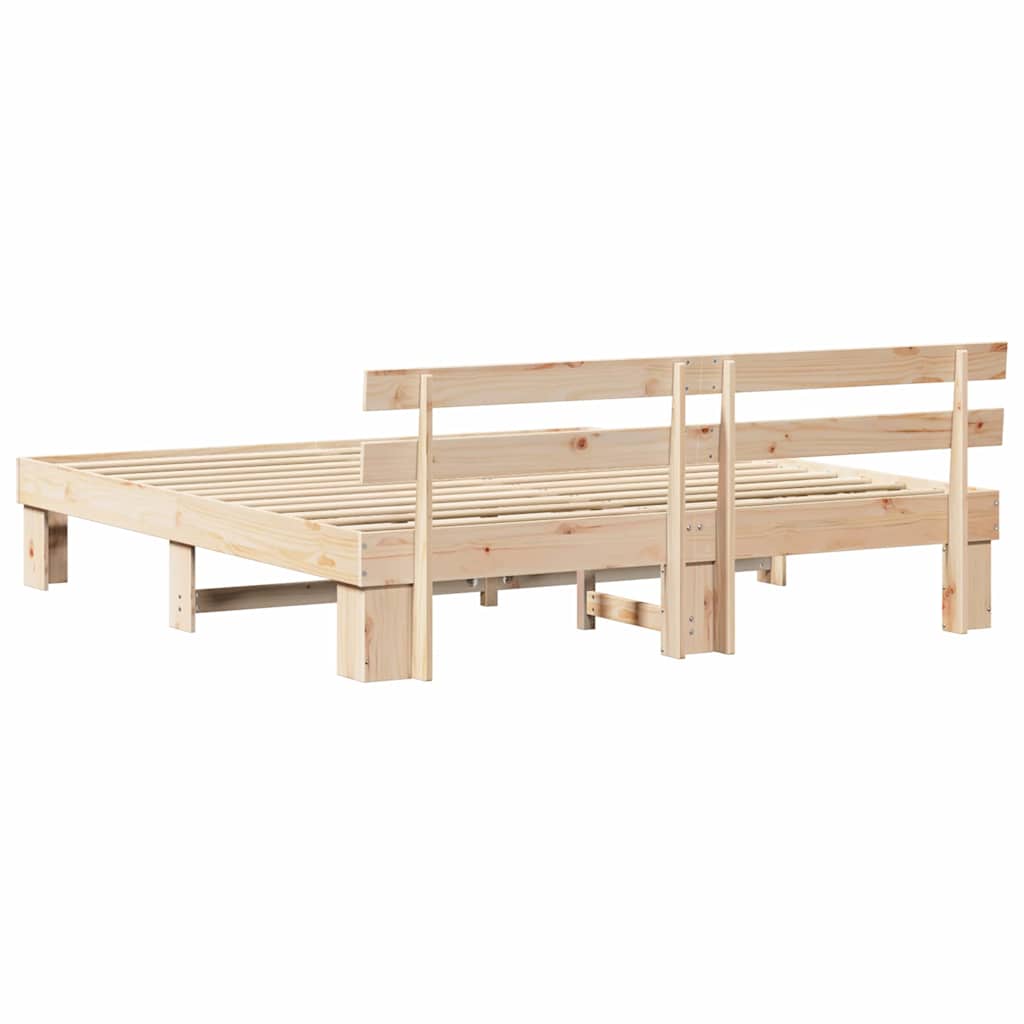 Cadre de lit avec tête de lit Naturel 200 x 200 cm Pin massif - XIOS