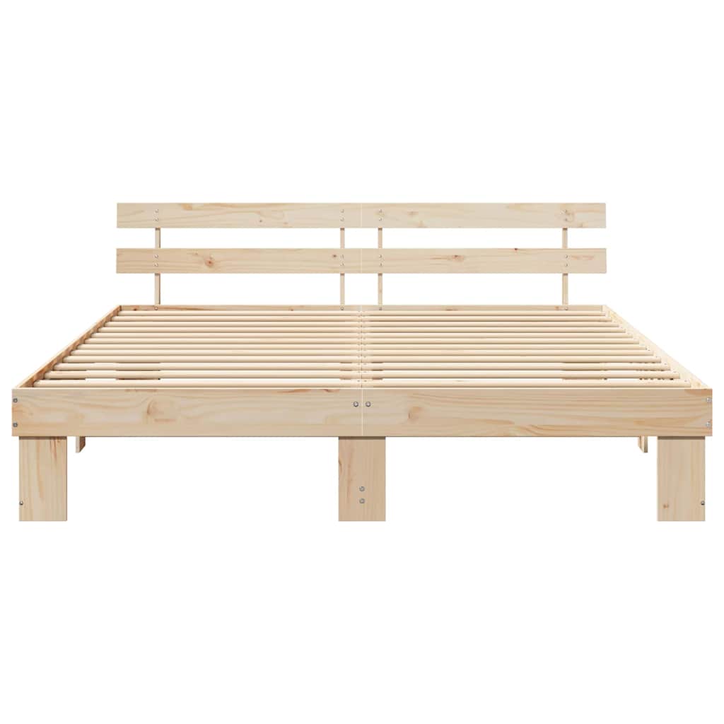 Cadre de lit avec tête de lit Naturel 180 x 200 cm Pin massif - XIOS