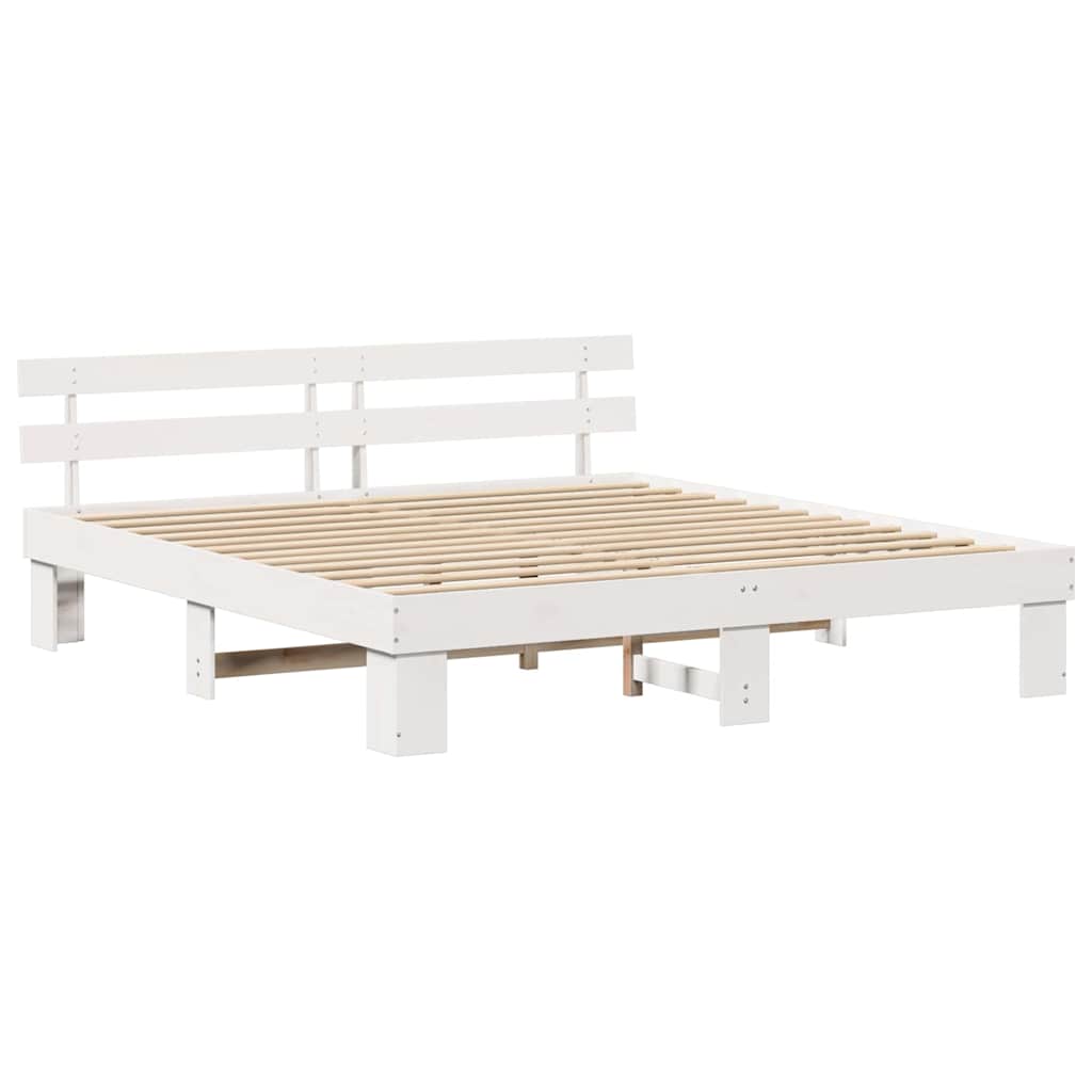 Cadre de lit avec tête de lit Blanc 180 x 200 cm Pin massif - XIOS
