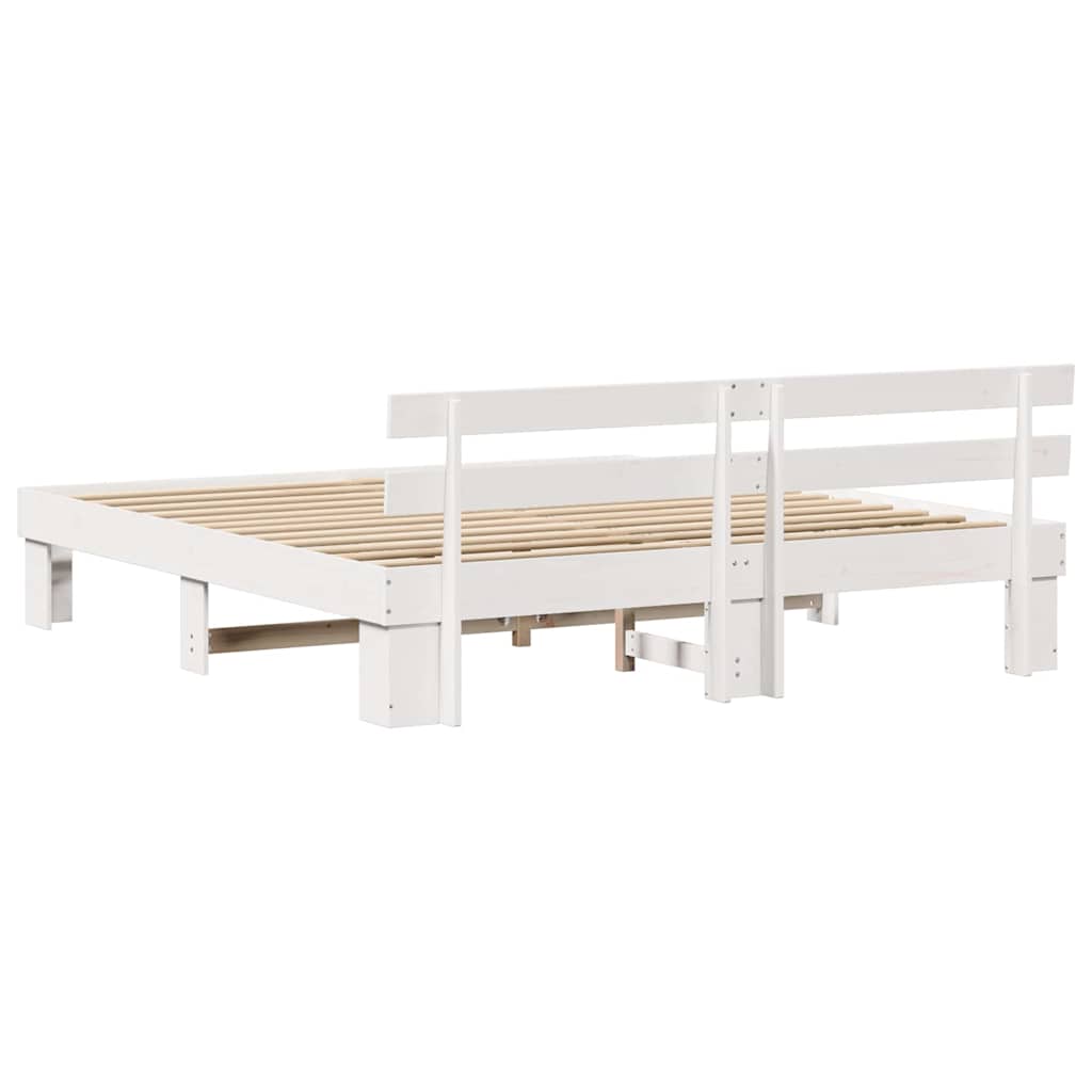 Cadre de lit avec tête de lit Blanc 180 x 200 cm Pin massif - XIOS