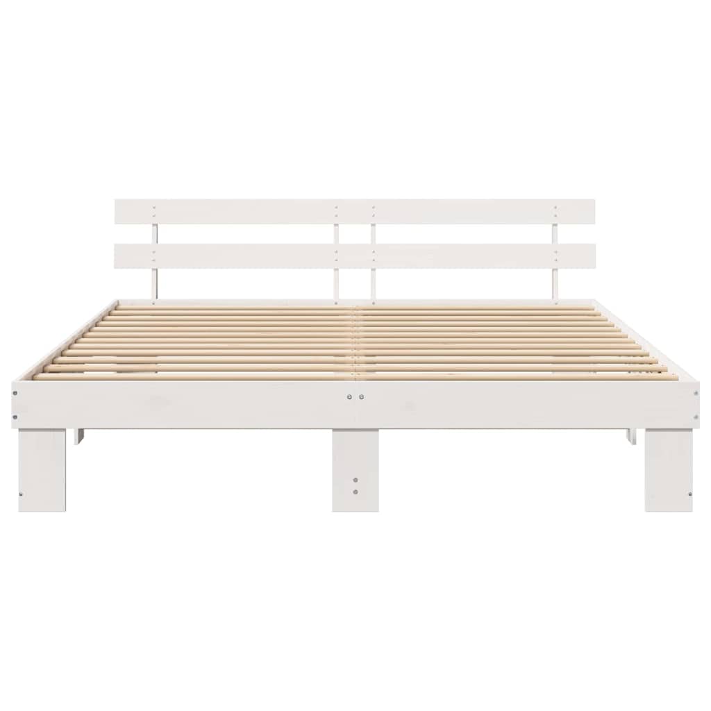 Cadre de lit avec tête de lit Blanc 180 x 200 cm Pin massif - XIOS