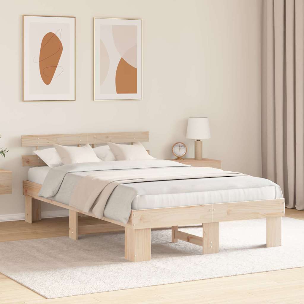 Cadre de lit avec tête de lit Marron 135 x 190 cm - XIOS