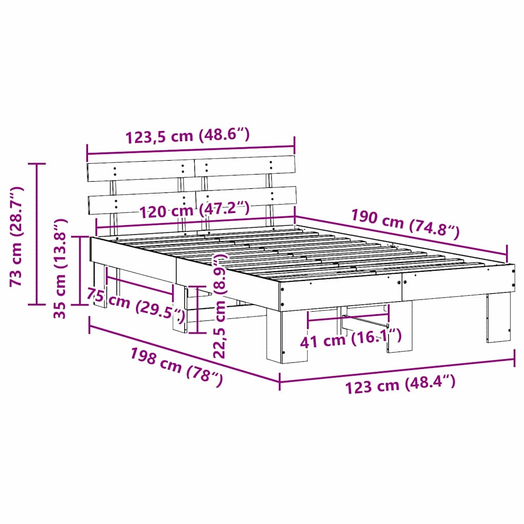 Cadre de lit avec tête de lit Blanc 120 x 190 cm - XIOS