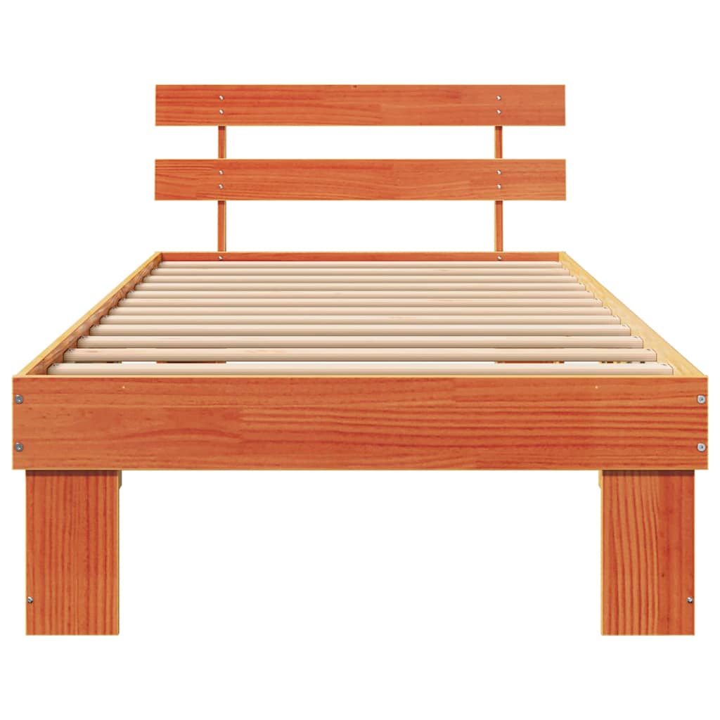 Cadre de lit avec tête de lit Brun cire 100 x 200 cm Pin massif - XIOS