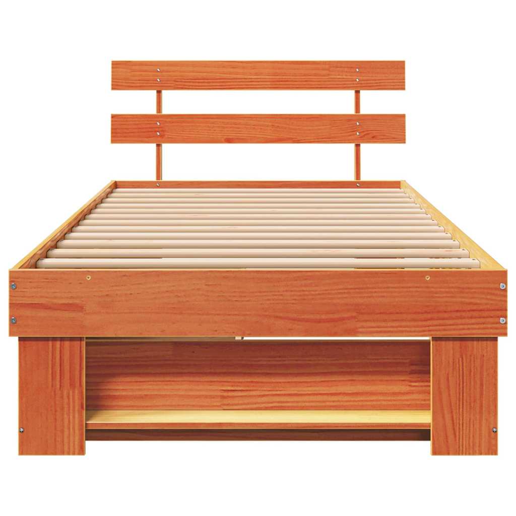 Cadre de lit avec tête de lit Brun cire 100 x 200 cm Pin massif - XIOS