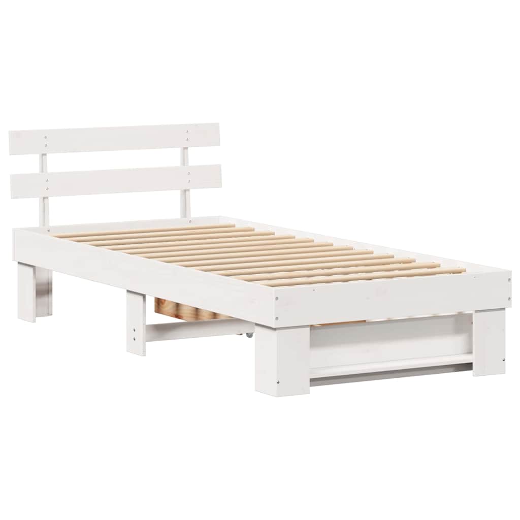 Cadre de lit avec tête de lit Blanc 90 x 200 cm Pin massif - XIOS