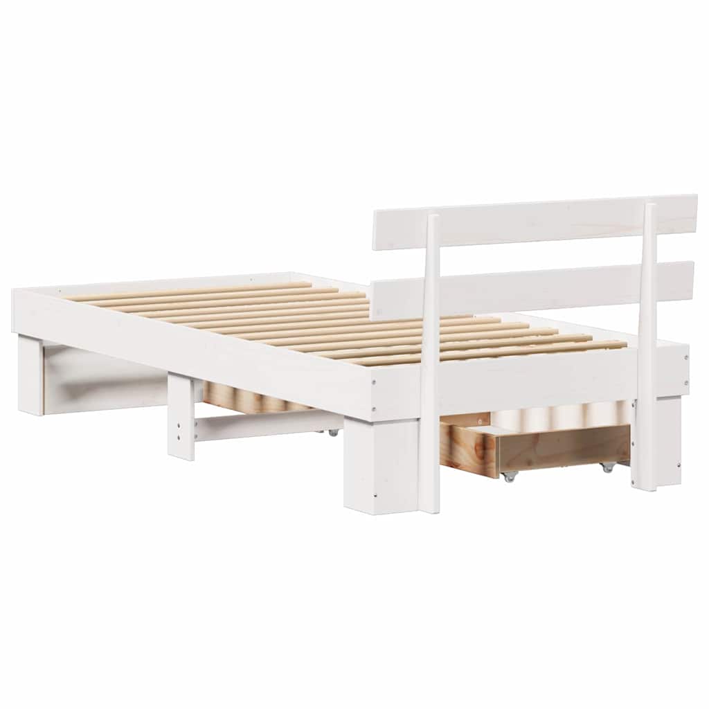 Cadre de lit avec tête de lit Blanc 90 x 200 cm Pin massif - XIOS
