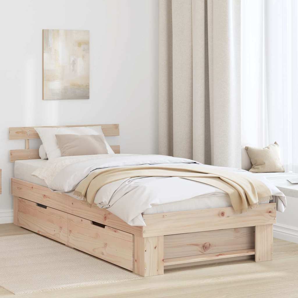 Cadre de lit avec tête de lit Naturel 80 x 200 cm Pin massif - XIOS