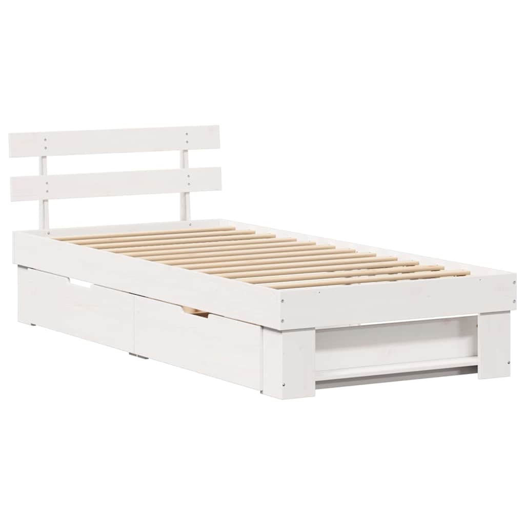 Cadre de lit avec tête de lit Blanc 90 x 190 cm Pin massif - XIOS