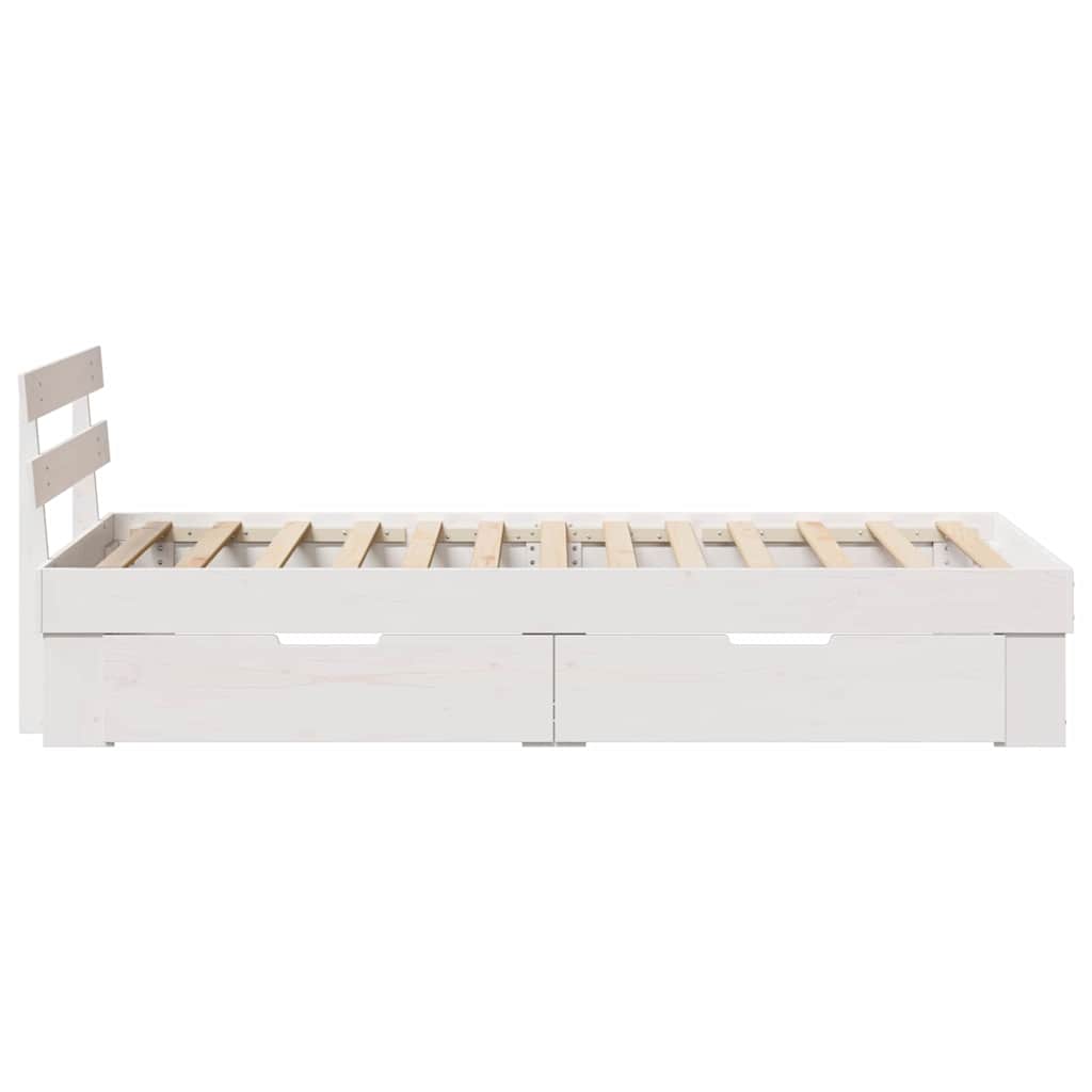 Cadre de lit avec tête de lit Blanc 90 x 190 cm Pin massif - XIOS