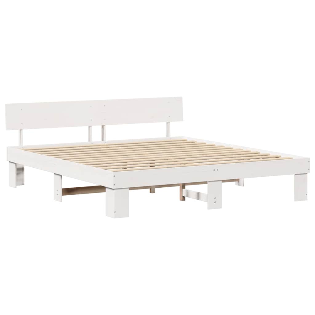 Cadre de lit avec tête de lit Blanc 180 x 200 cm Pin massif - XIOS