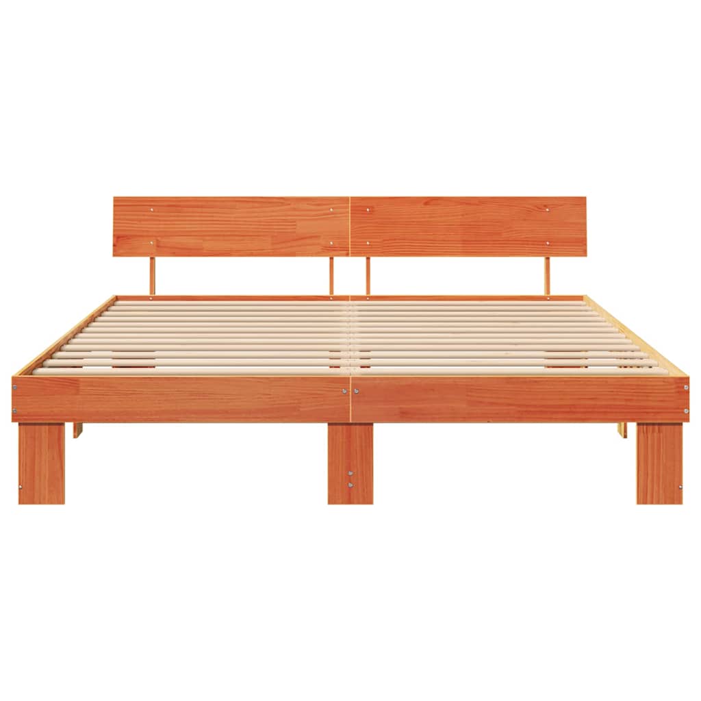 Cadre de lit avec tête de lit Brun cire 180 x 200 cm Pin massif - XIOS
