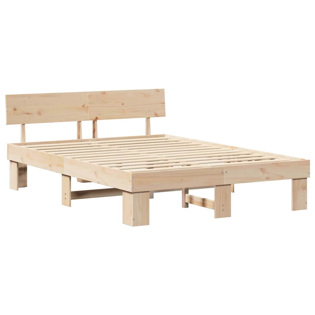 Cadre de lit avec tête de lit Naturel 160 x 200 cm Pin massif - XIOS