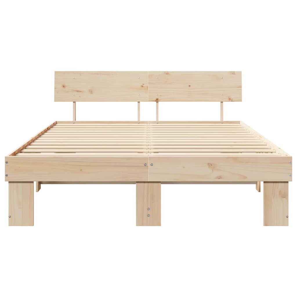 Cadre de lit avec tête de lit Naturel 160 x 200 cm Pin massif - XIOS