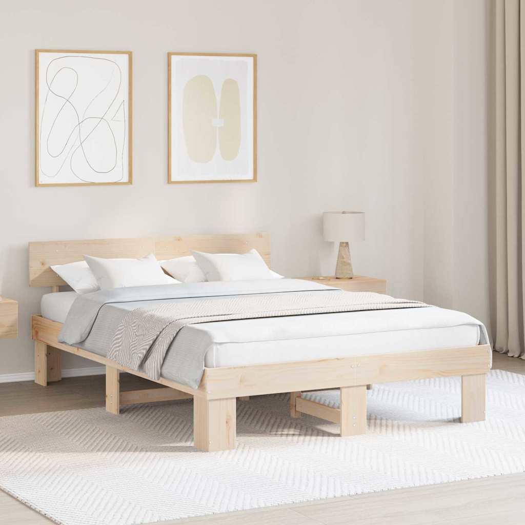 Cadre de lit avec tête de lit Naturel 150 x 200 cm Pin massif - XIOS