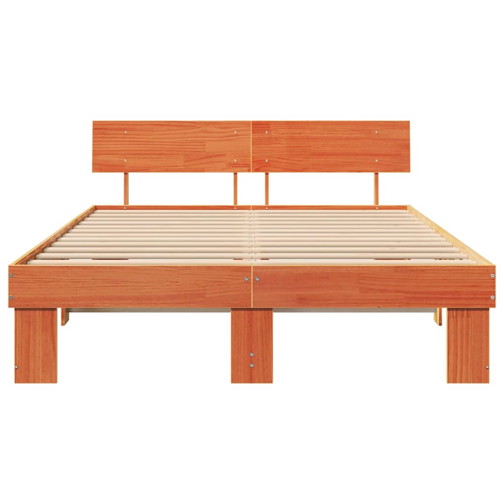 Cadre de lit avec tête de lit Brun cire 150 x 200 cm Pin massif - XIOS