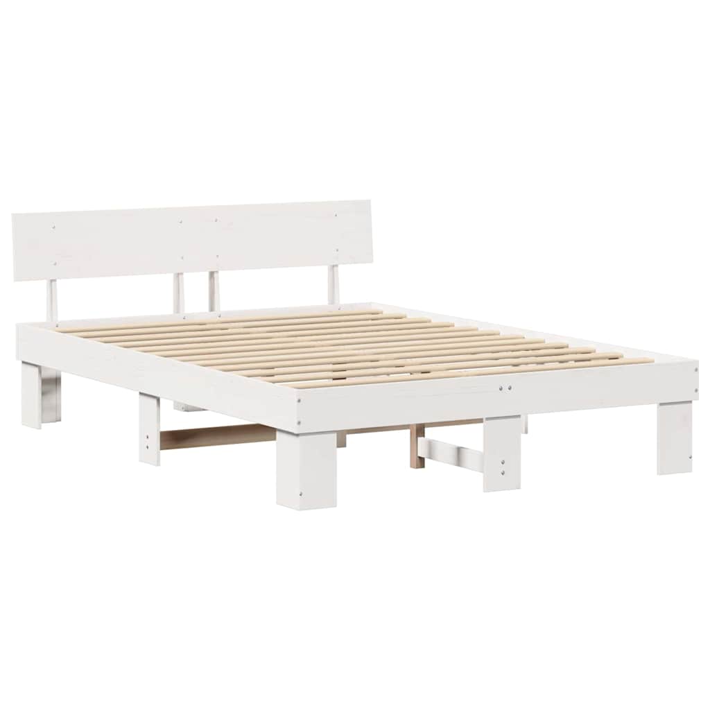 Cadre de lit avec tête de lit Blanc 140 x 200 cm Pin massif - XIOS