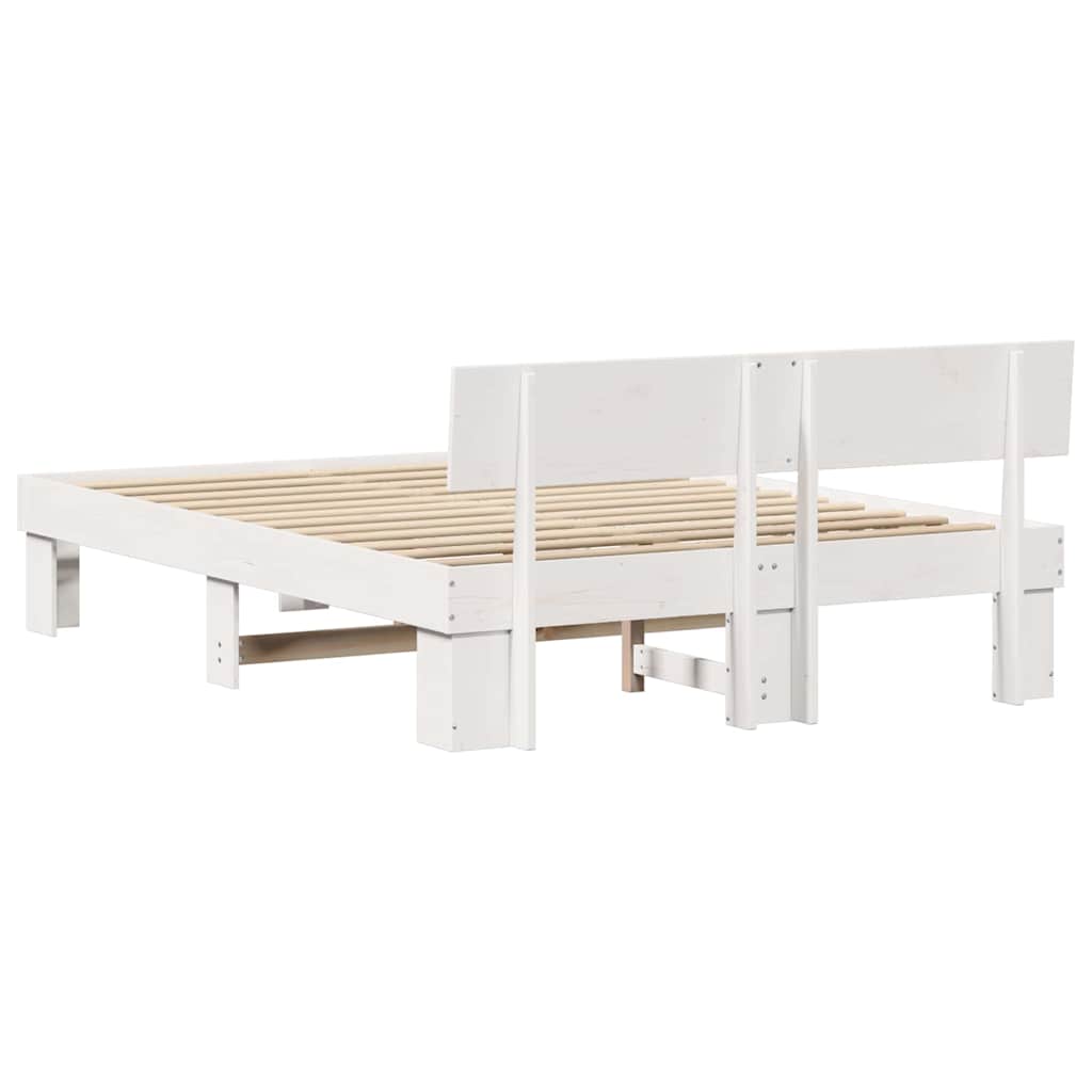 Cadre de lit avec tête de lit Blanc 140 x 200 cm Pin massif - XIOS