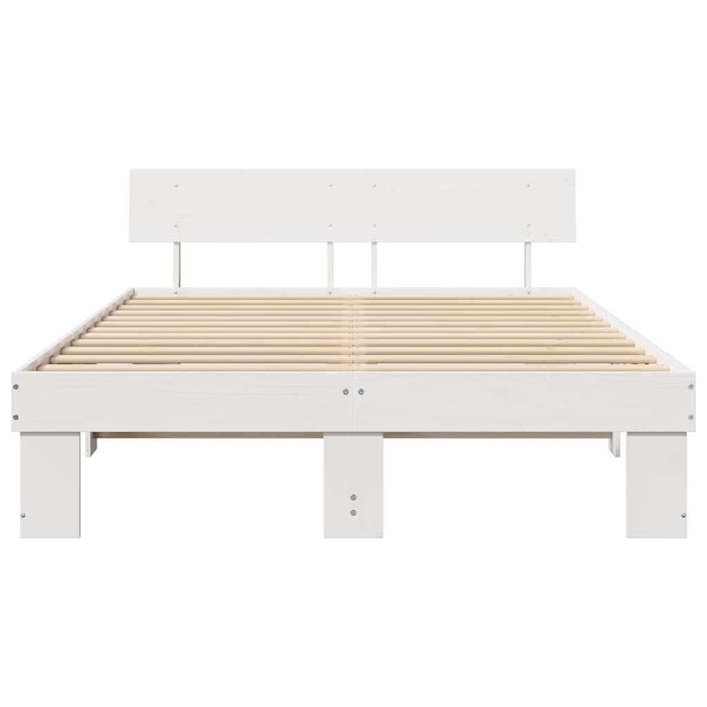 Cadre de lit avec tête de lit Blanc 140 x 200 cm Pin massif - XIOS