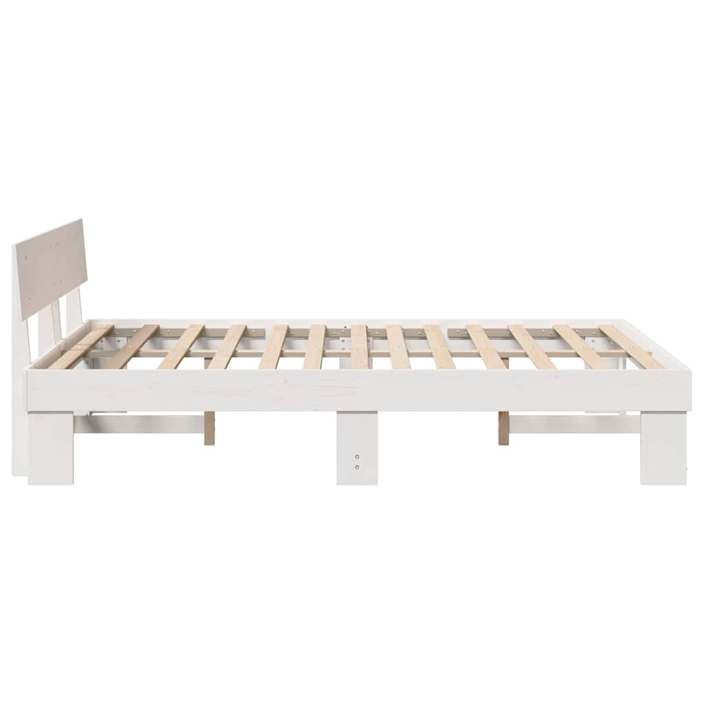 Cadre de lit avec tête de lit Blanc 140 x 200 cm Pin massif - XIOS