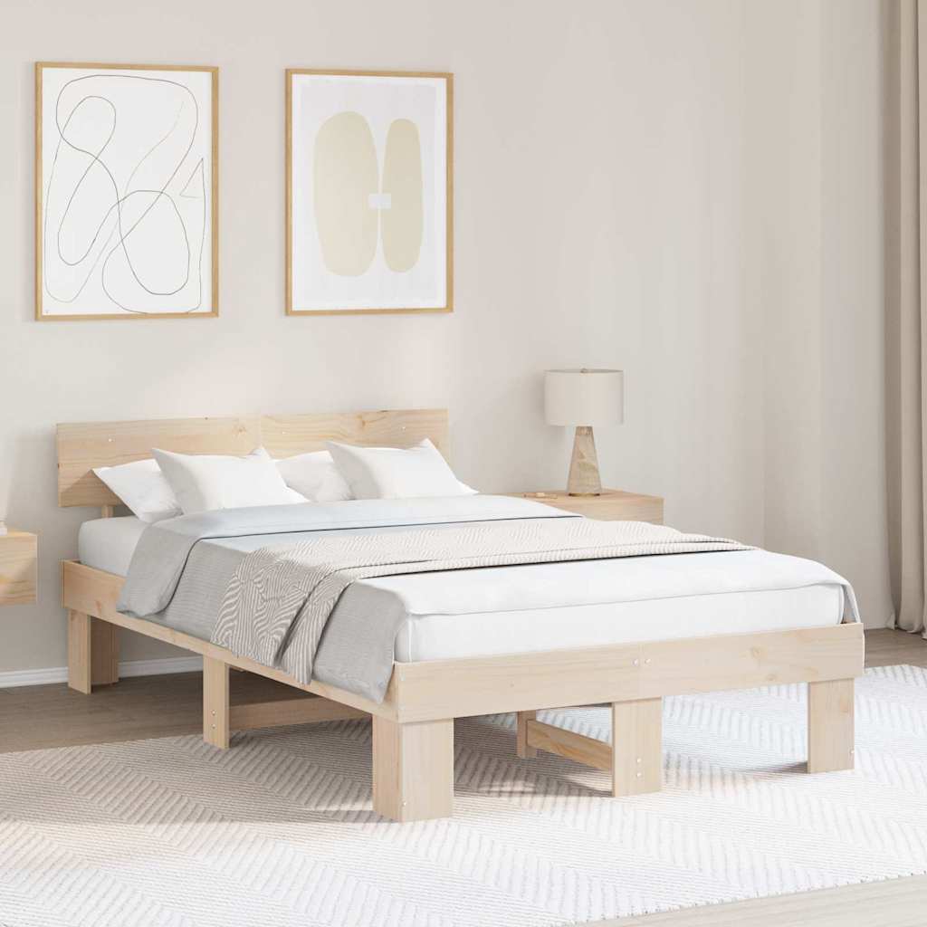 Cadre de lit avec tête de lit Naturel 120 x 200 cm Pin massif - XIOS