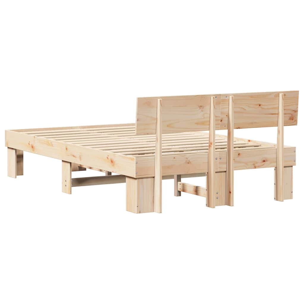 Cadre de lit avec tête de lit Naturel 120 x 200 cm Pin massif - XIOS