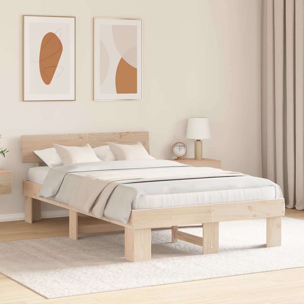 Cadre de lit avec tête de lit Naturel 140 x 190 cm Pin massif - XIOS
