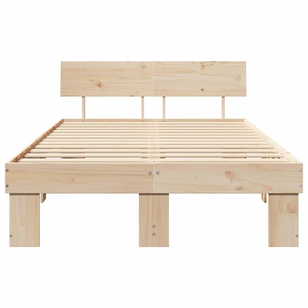 Cadre de lit avec tête de lit Naturel 140 x 190 cm Pin massif - XIOS